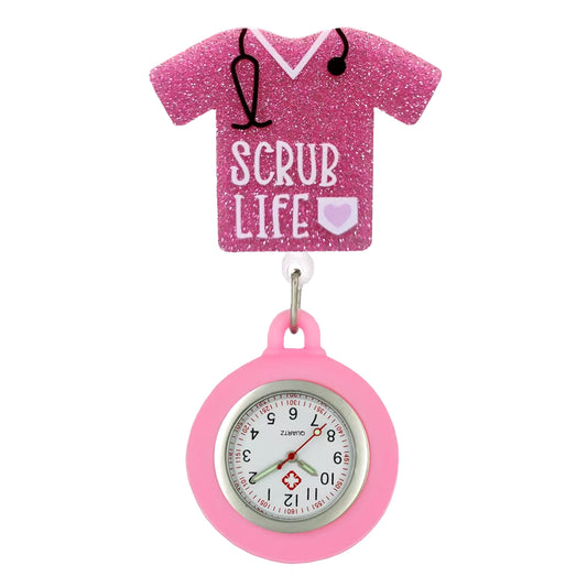 Cartoon Shiny Plastic PVC Nurse Doctor Badge Reel Retractable Hospital Medical FOB Pocket Watches Clip Hang Clock Gifts